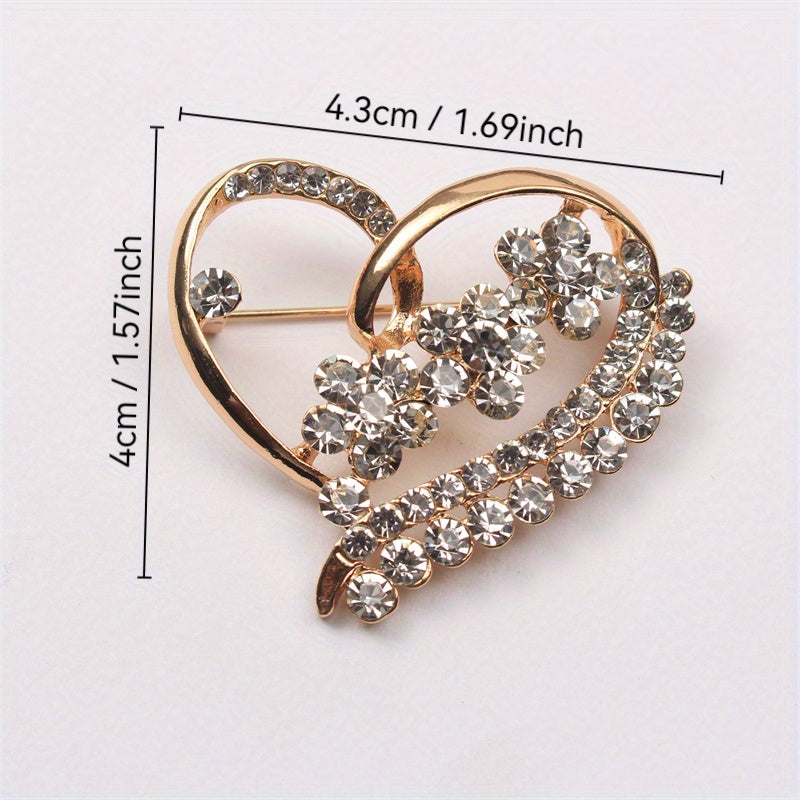Rhinestone Heart Brooch for Women Stylish Jewelry for Outfits and Accessories