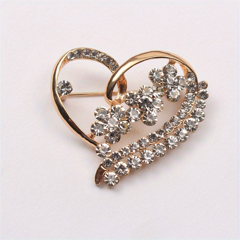 Rhinestone Heart Brooch for Women Stylish Jewelry for Outfits and Accessories