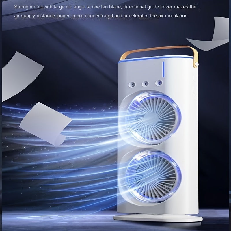 Dual-Head Three-Hole Mist Fan with Remote Control