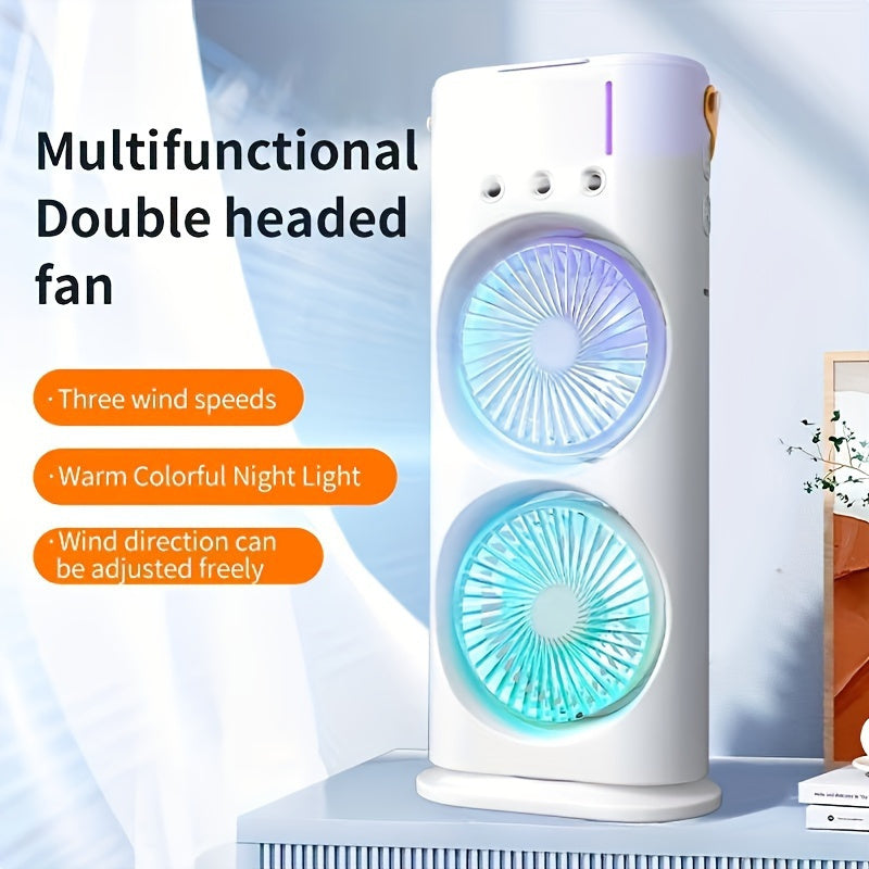 Dual-Head Three-Hole Mist Fan with Remote Control
