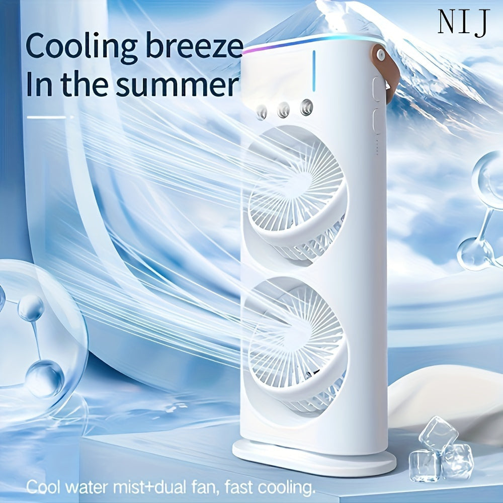 Dual-Head Three-Hole Mist Fan with Remote Control