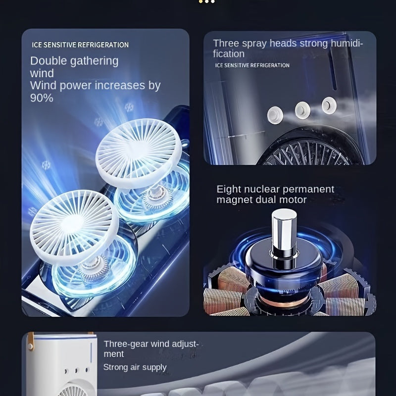 Dual-Head Three-Hole Mist Fan with Remote Control