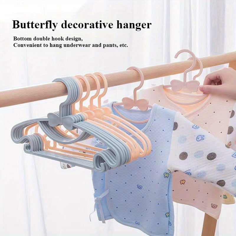 Set of 20 Plastic Kids Hangers with Butterfly Design and Dual Hooks for Baby Clothing Organization