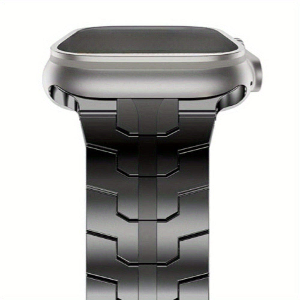 Men's Metal Watch Strap with Magnetic Buckle Black and Orange for iWatch Series 9 Ultra SE 38-49mm