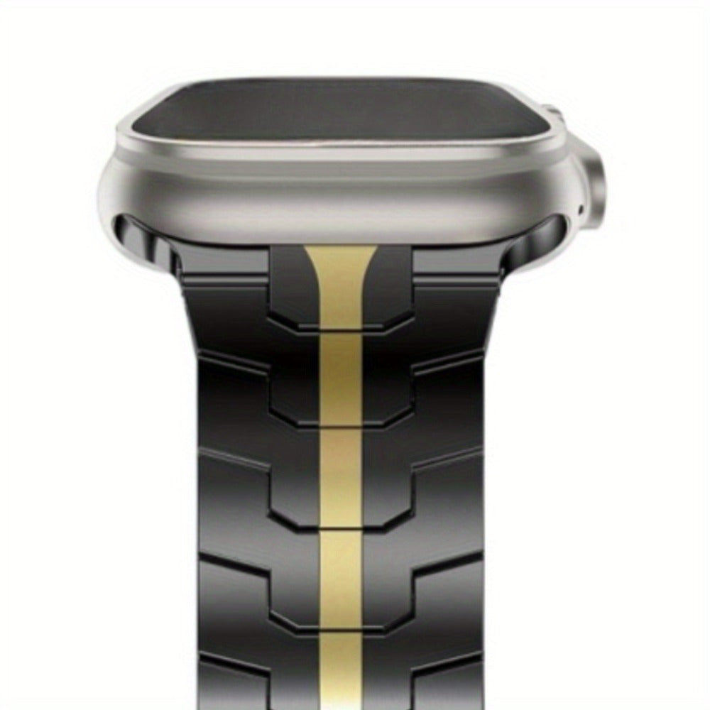 Men's Metal Watch Strap with Magnetic Buckle Black and Orange for iWatch Series 9 Ultra SE 38-49mm