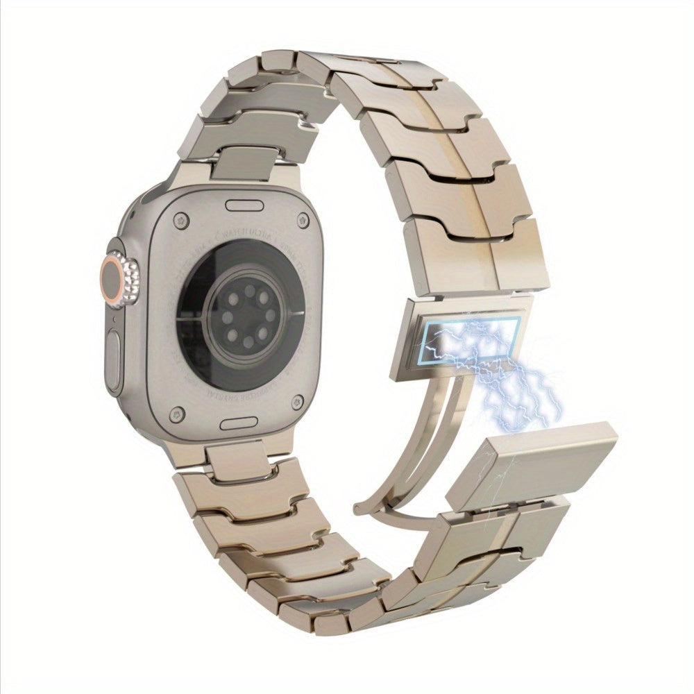 Men's Metal Watch Strap with Magnetic Buckle Black and Orange for iWatch Series 9 Ultra SE 38-49mm