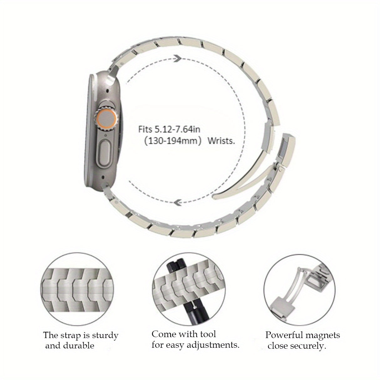 Qora va to'q sariq dizayndagi magnit qopqoq bilan zamonaviy hashamatli metall soat bilaguzuk iWatch uchun, mustahkam joylashish, biznes uslubi, turli iWatch modellari bilan mos keladi, metall qoplama.