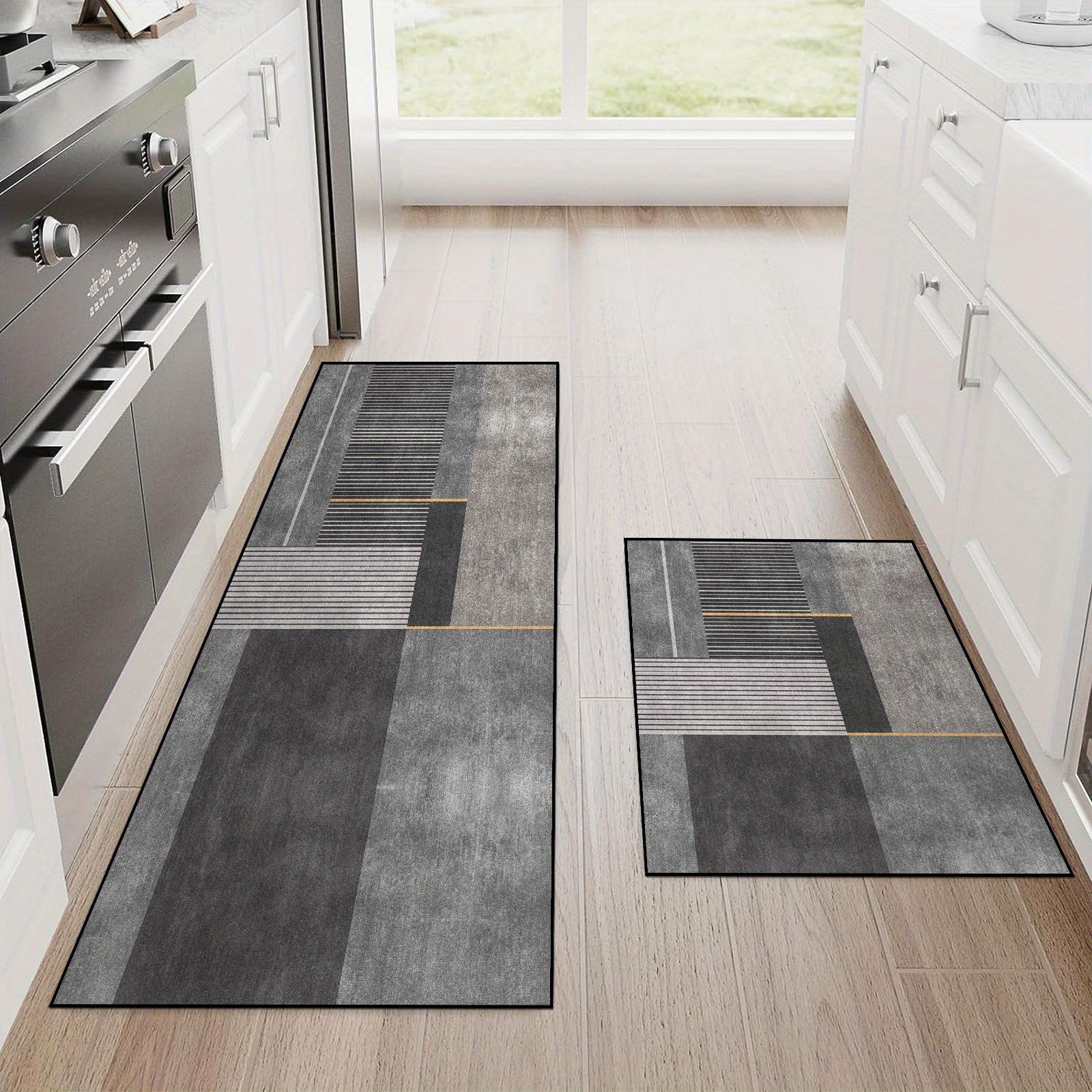 Alfombra de suelo rectangular de terciopelo para cocina 800g antideslizante absorbente a prueba de aceite set