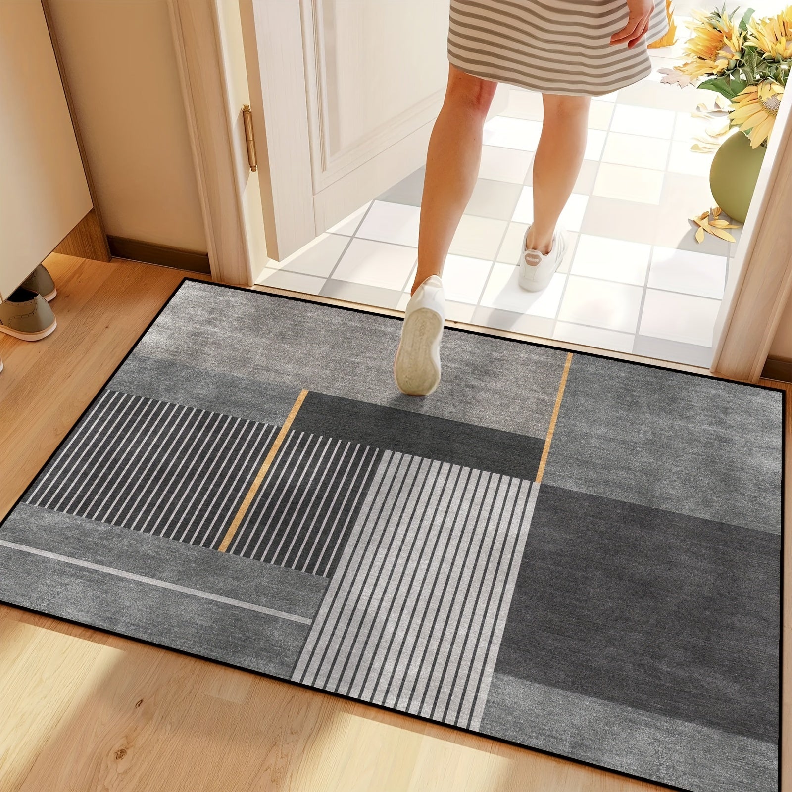 Alfombra de suelo rectangular de terciopelo para cocina 800g antideslizante absorbente a prueba de aceite set