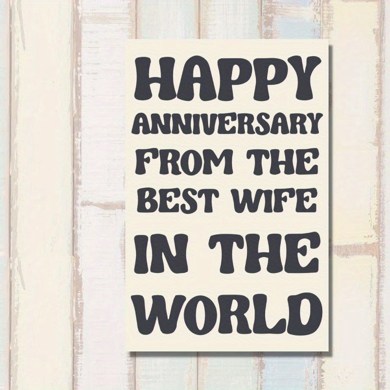 Funny Wedding Anniversary Greeting Card for Wife with Cartoon Design on White Paper