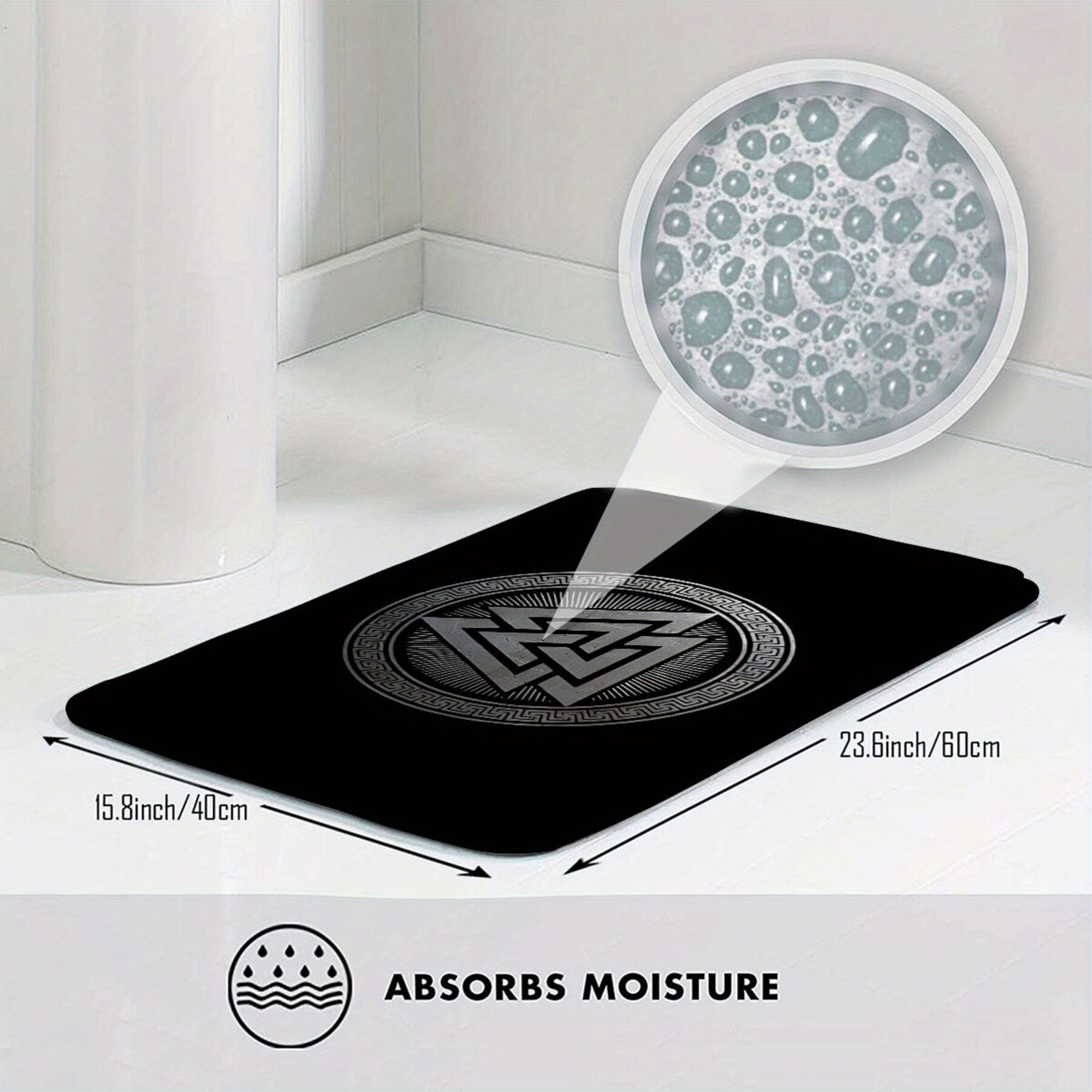 Rectangular Viking Warrior Doormat Anti-Slip Easy-Clean Polyester Rug for Entryway Living Room