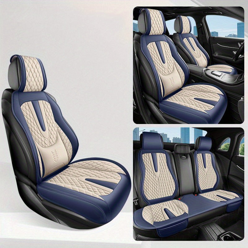 All-Season Faux Leather Car Seat Cover Breathable Dirt-Resistant for 5-Seater