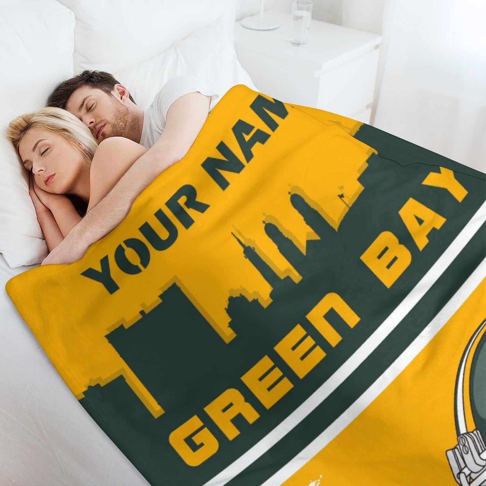 Personalized Green Bay Football Team Throw Blanket Cozy Polyester Gift for Fans