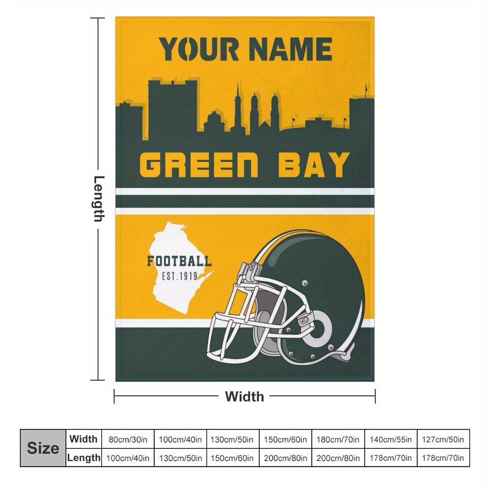 Personalized Green Bay Football Team Throw Blanket Cozy Polyester Gift for Fans