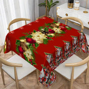 Festive Christmas Stain-Resistant Polyester Knit Tablecloth for Home Kitchen Party Wedding