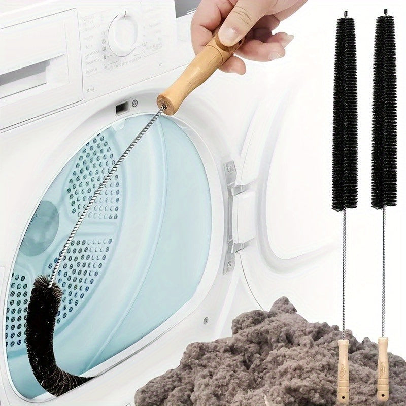 Set of 2 Cleaning Brushes for Washing Machines and Dryers Durable Plastic and Wooden Handle