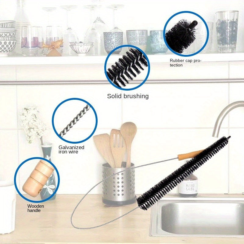 Set of 2 Cleaning Brushes for Washing Machines and Dryers Durable Plastic and Wooden Handle