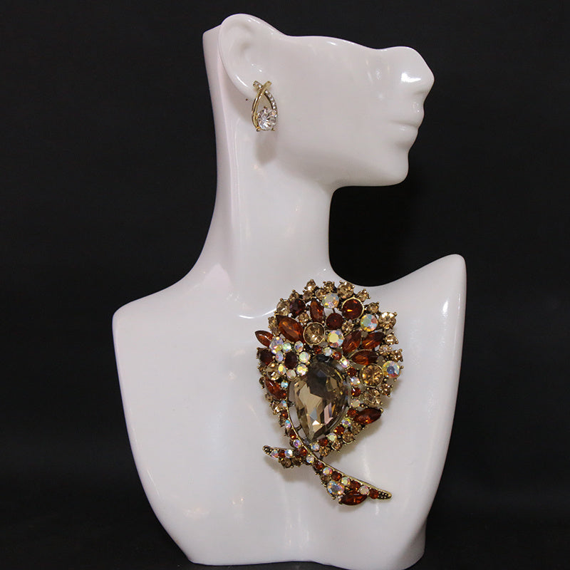 Women's Rhinestone Lapel Pin for Dresses and Clothing Stylish Decorative Accessory