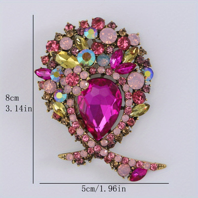 Women's Rhinestone Lapel Pin for Dresses and Clothing Stylish Decorative Accessory