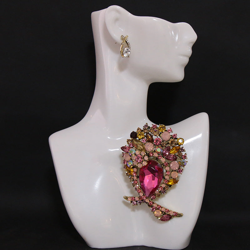 Women's Rhinestone Lapel Pin for Dresses and Clothing Stylish Decorative Accessory