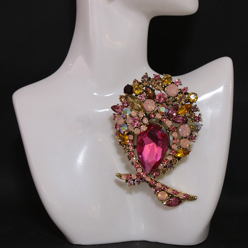 Women's Rhinestone Lapel Pin for Dresses and Clothing Stylish Decorative Accessory