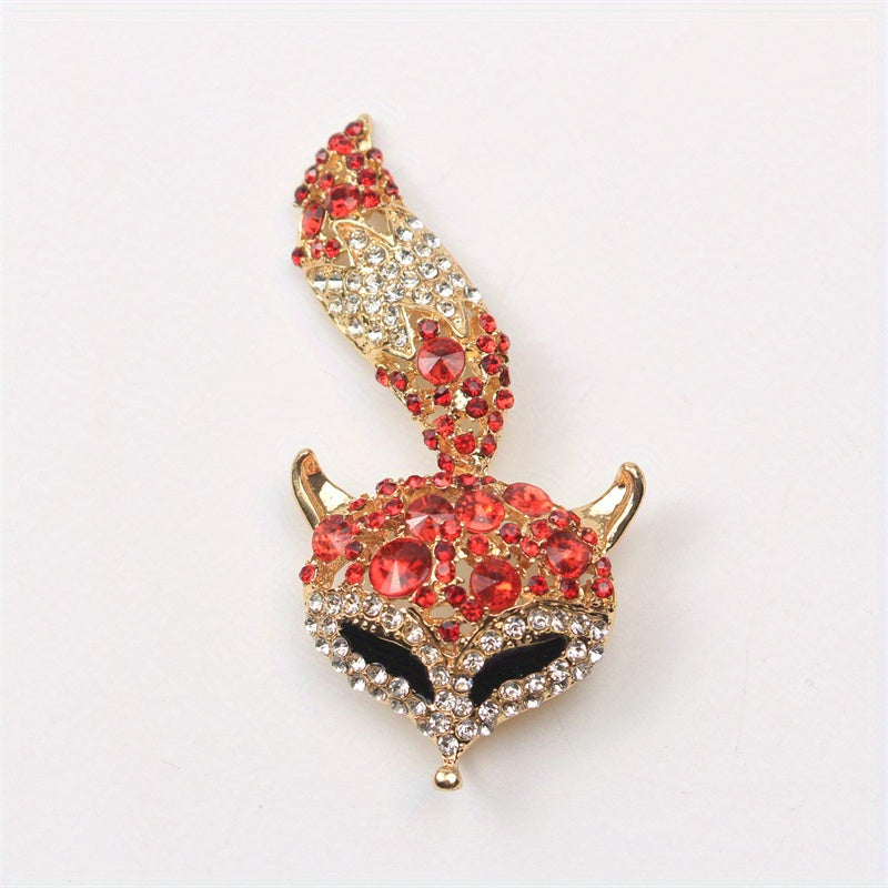 Chic Fox Emal va Rhinestone Brosh - Sviterlar, Palto va Kardiganlar uchun Zamonaviy Vintage Aksessuar