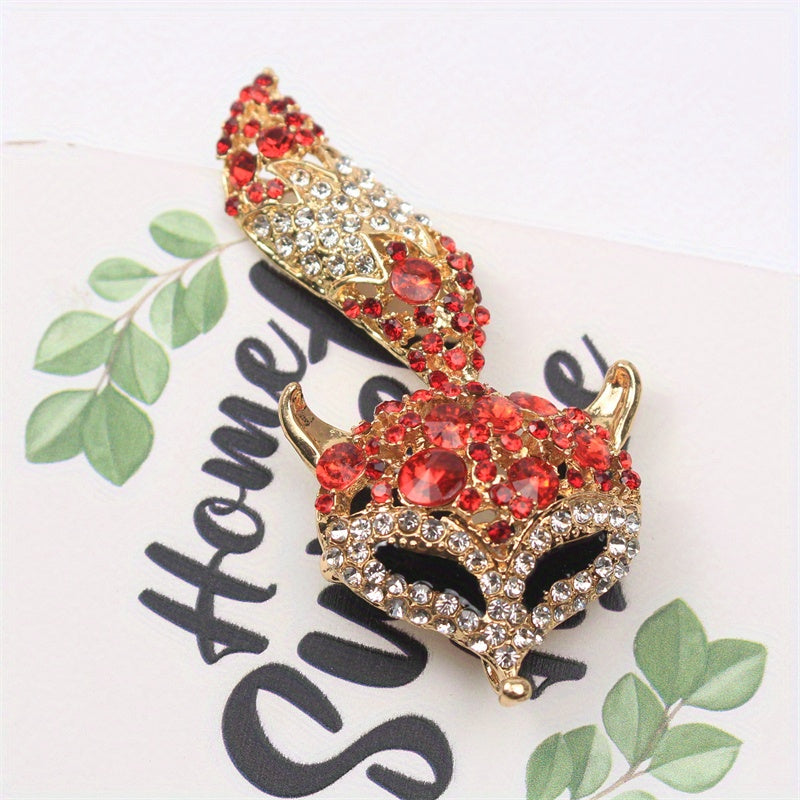 Chic Fox Emal va Rhinestone Brosh - Sviterlar, Palto va Kardiganlar uchun Zamonaviy Vintage Aksessuar