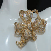 Rhinestone Ribbon Bow Brooch Irregular Shape Luxury Jewelry for Women
