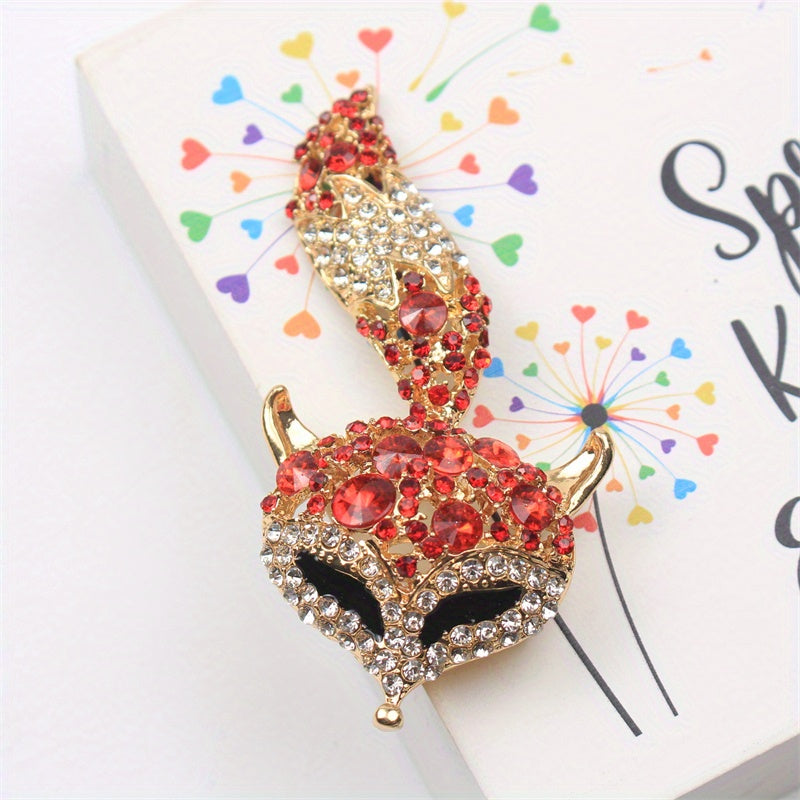 Chic Fox Emal va Rhinestone Brosh - Sviterlar, Palto va Kardiganlar uchun Zamonaviy Vintage Aksessuar