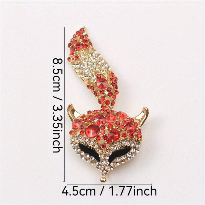 Chic Fox Emal va Rhinestone Brosh - Sviterlar, Palto va Kardiganlar uchun Zamonaviy Vintage Aksessuar
