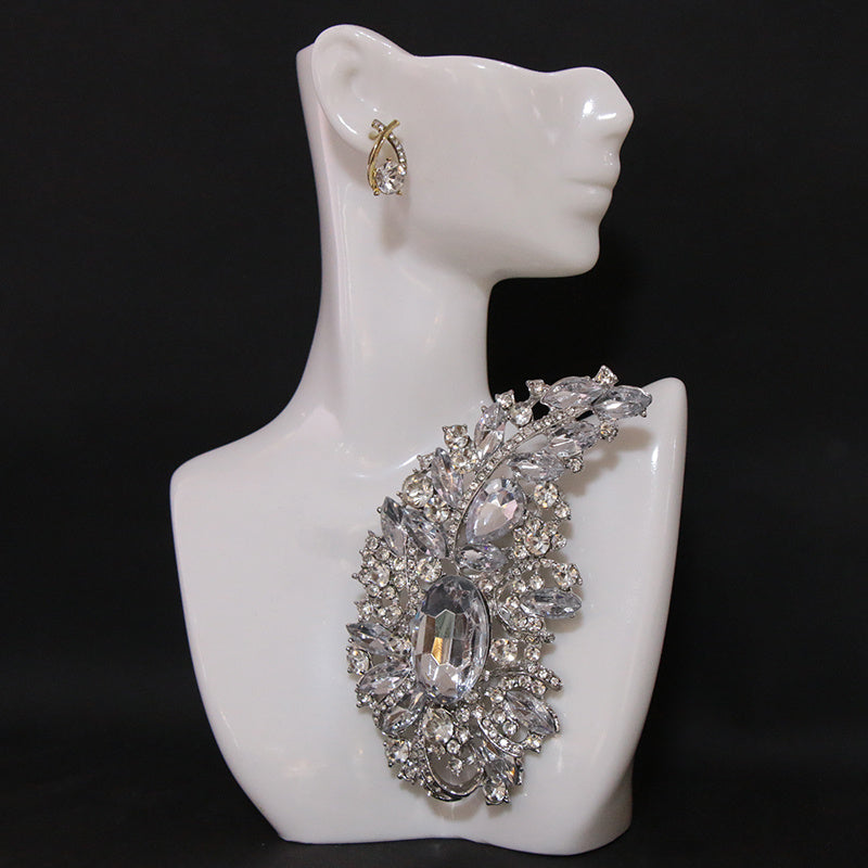 Vintage Crystal Glass Rainbow Irregular Shape Brooch Pin with Rhinestones