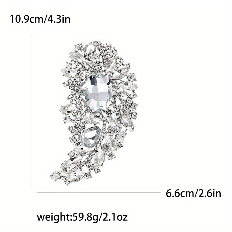 Vintage Crystal Glass Rainbow Irregular Shape Brooch Pin with Rhinestones