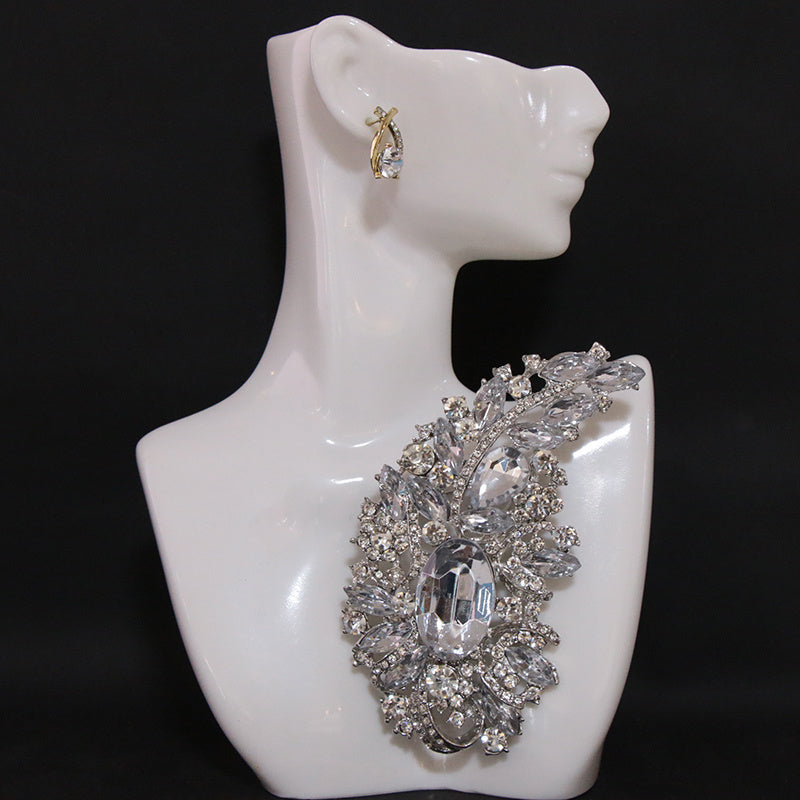 Vintage Crystal Glass Rainbow Irregular Shape Brooch Pin with Rhinestones