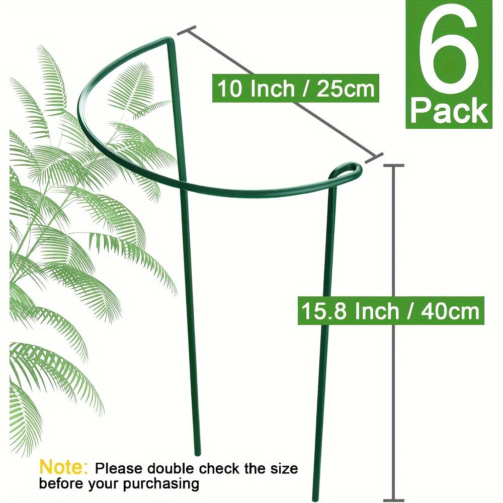 6pcs Metal Plant Support Stakes for Tall Flowers Tomatoes Hydrangeas 25.4cm