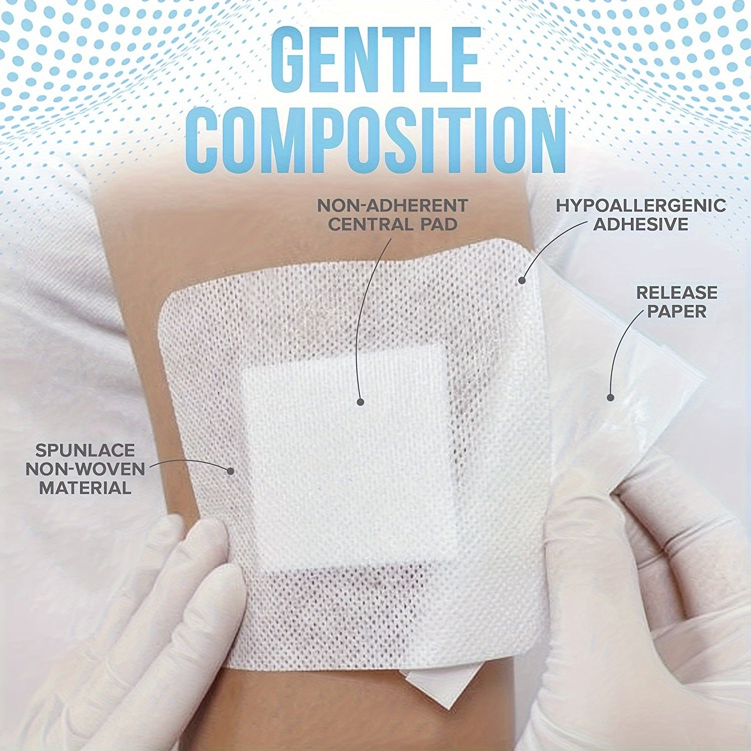 Non-Woven Wound Dressing Stickers 50 Pack Breathable Hypoallergenic Self-Adhesive Gauze Pads