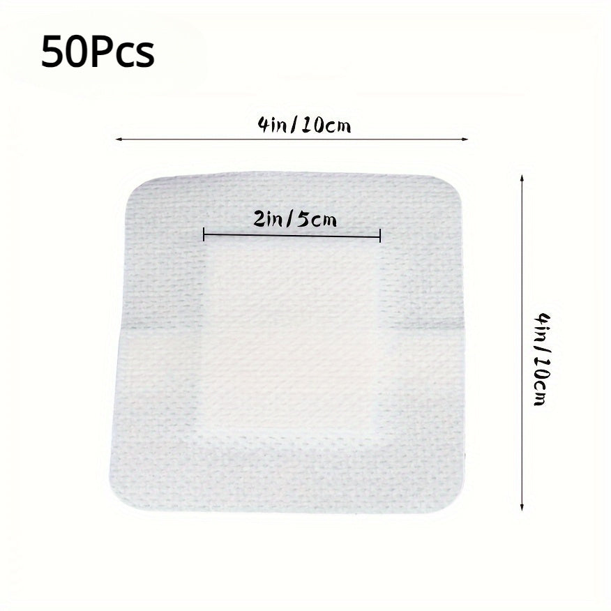Non-Woven Wound Dressing Stickers 50 Pack Breathable Hypoallergenic Self-Adhesive Gauze Pads
