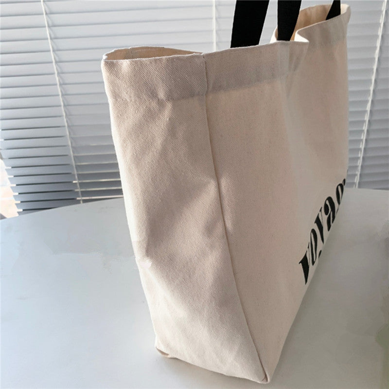 Bolso tote de lona beige para mujer, bolso de hombro de gran capacidad para escuela, viajes y compras