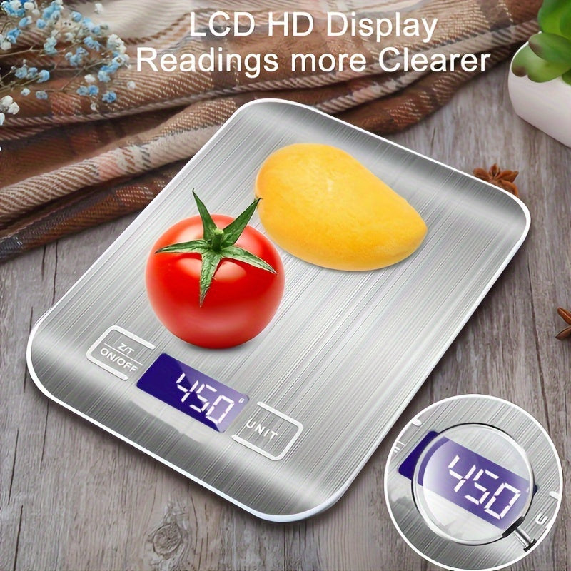 Digital Kitchen Scale Stainless Steel 10kg/0.04oz for Baking Cooking Keto