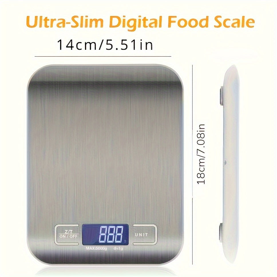 Digital Kitchen Scale Stainless Steel 10kg/0.04oz for Baking Cooking Keto