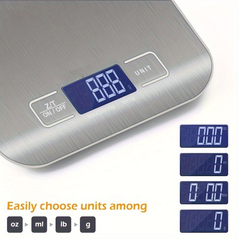 Digital Kitchen Scale Stainless Steel 10kg/0.04oz for Baking Cooking Keto