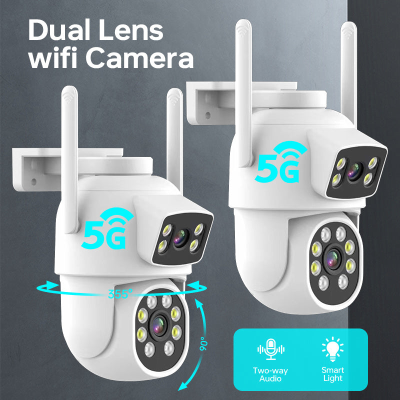 Wireless Outdoor Security Camera System with 355° Pan-Tilt 4MP Night Vision 2-Way Audio Set of 2