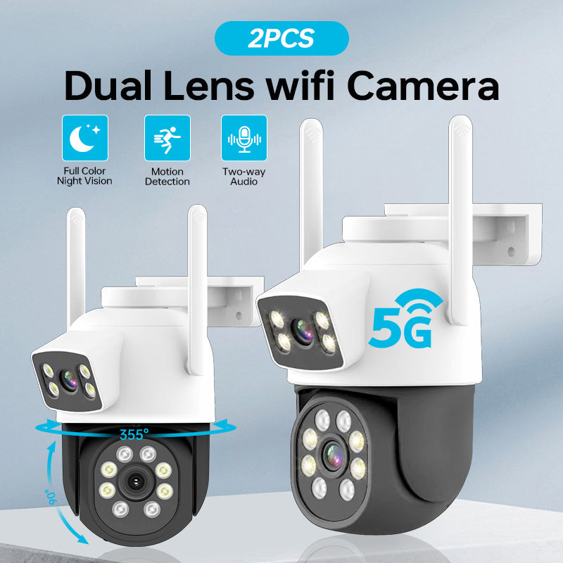 4MP Dual Camera Security System with 360° Panoramic View WiFi Auto Tracking Night Vision
