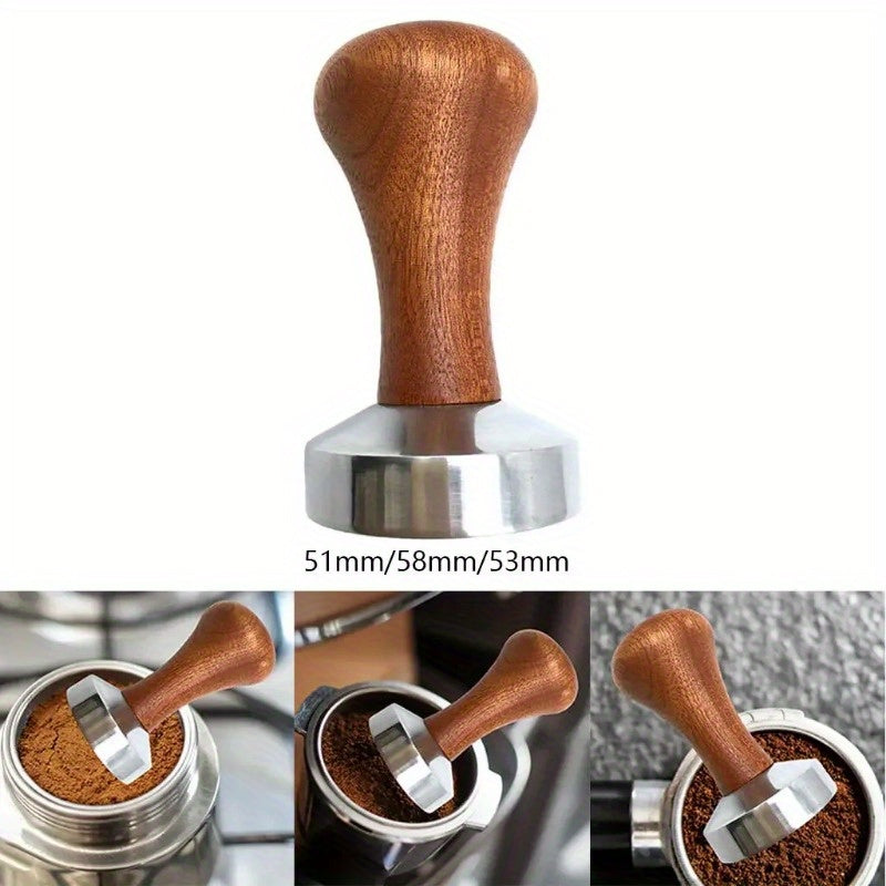 Espresso Tamper Wooden Handle High-Quality Metal 51/53/58mm