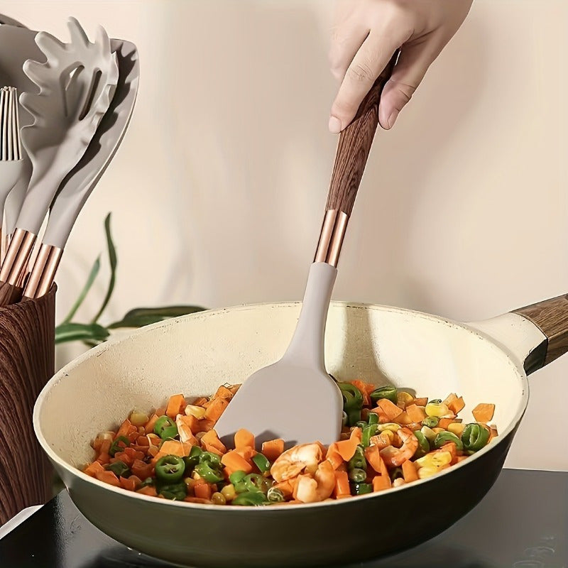 Heat-Resistant Silicone Spatula with Wooden Handle Non-Stick Kitchen Tool