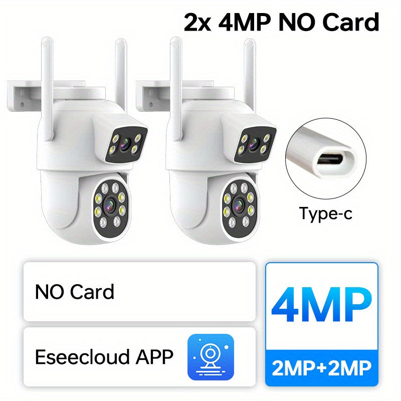 Set of 2 4MP Wireless Security Cameras with Night Vision 2-Way Audio AI Motion Detection