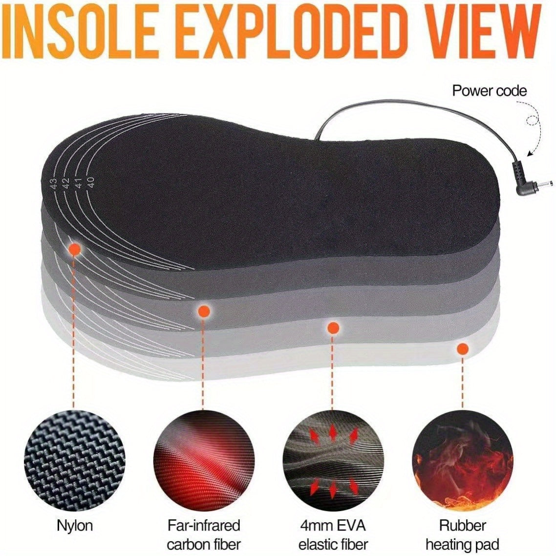 USB Heated Shoe Insoles Wireless Foot Warmers for Outdoor Activities