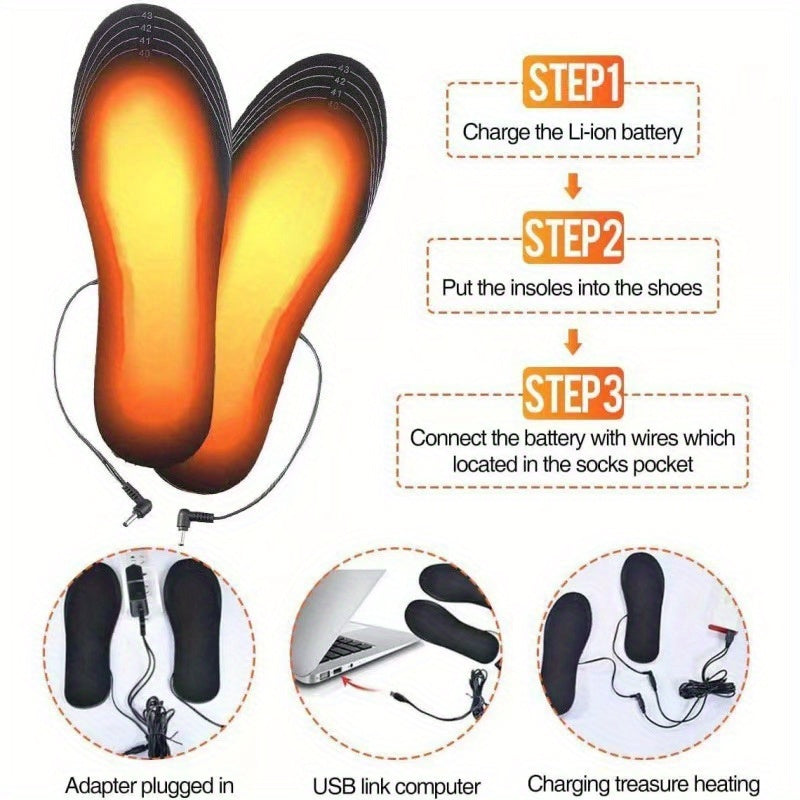 USB Heated Shoe Insoles Wireless Foot Warmers for Outdoor Activities
