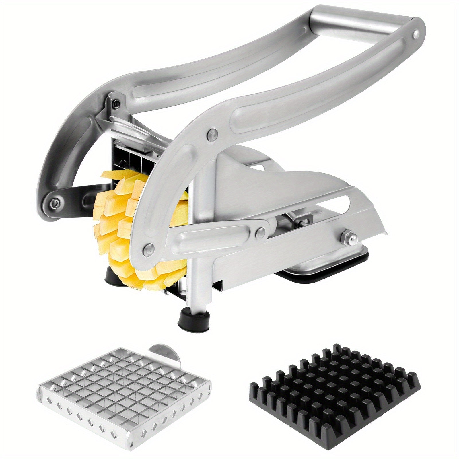 Stainless Steel French Fry Cutter with 2 Blades, Non-Slip Base, Easy to Clean