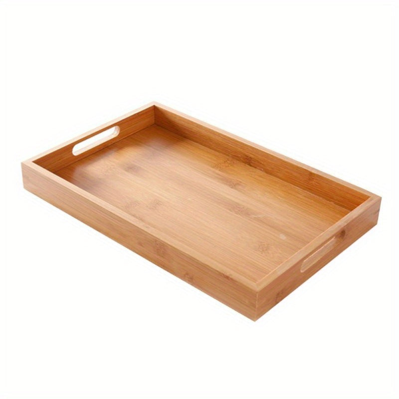 Bamboo Serving Tray with Handles for Kitchen and Dining Organizer