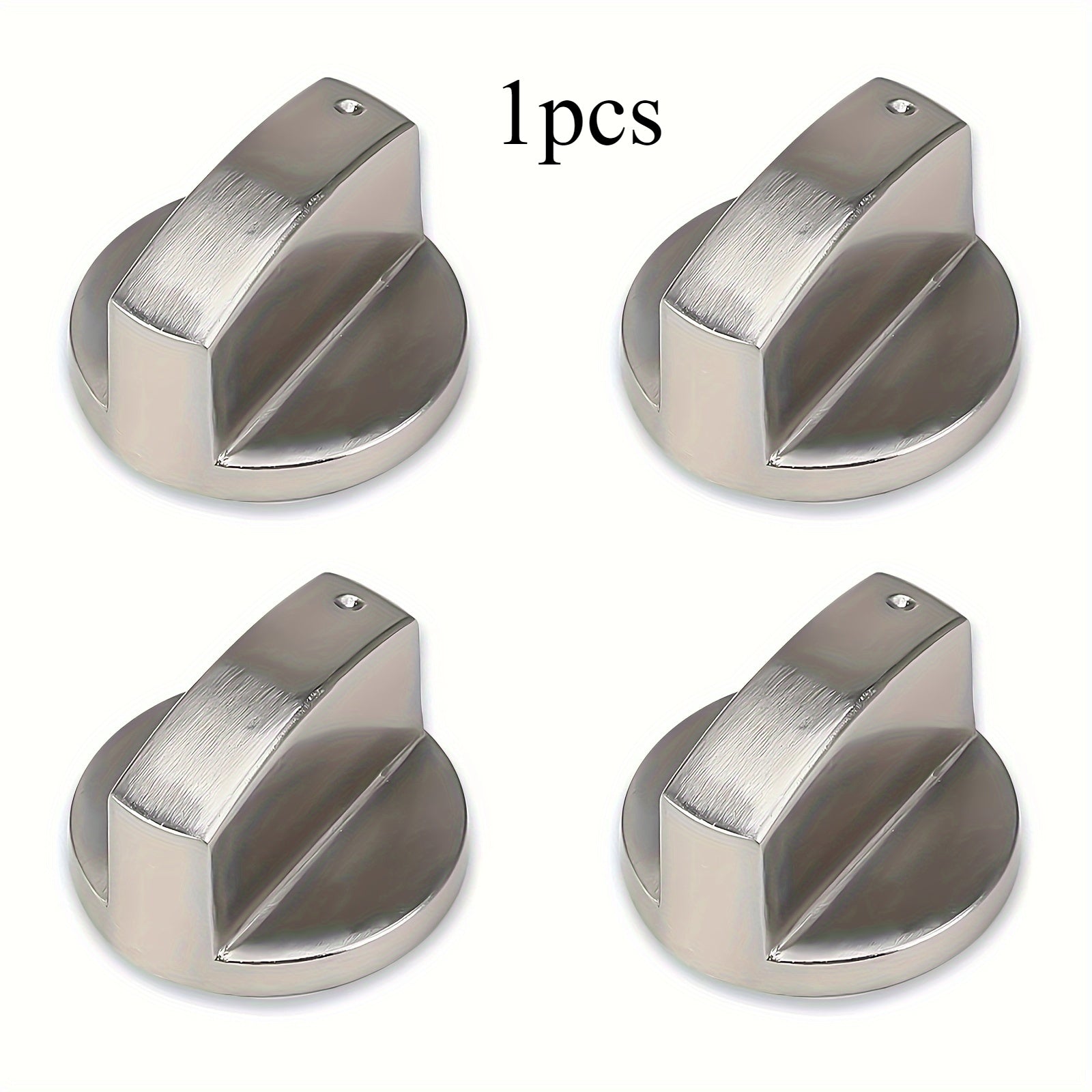 1 gaz hob knopkasi, kumush rangli yakun bilan, pechlar uchun universal 6mm metall boshqaruv kaliti knopkasi, oshxona modellari uchun mos, adapterlar bilan.